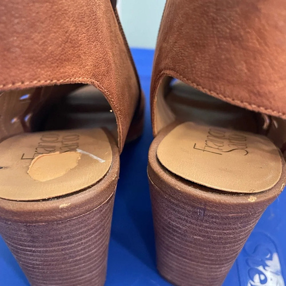 Franco Sarto Cute Cut-Out Peep Toe Booties Marty whiskey Brown size 9 - Picture 6 of 12